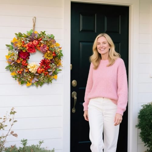 Soomeir 24 Inch Fall Front Door Wreath