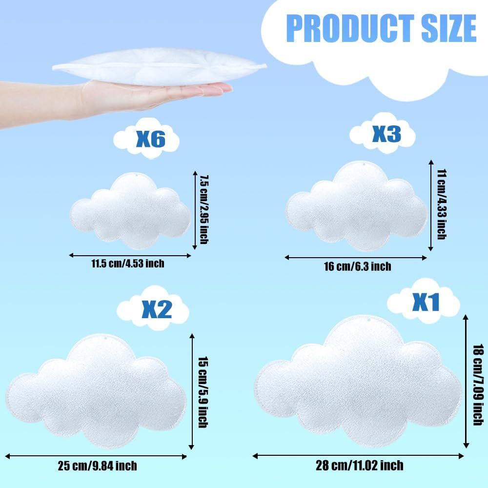 12 Pcs 3D Cloud Decorations for Ceiling