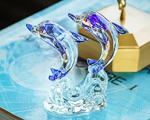HD Pink Crystal Butterfly with Dolphin Figurine Set