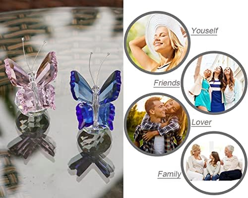 HD Crystal Butterfly Figurine Ornament with Ball Base 2pcs