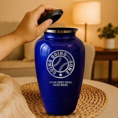 Custom Cremation Urn with Baseball Design Purple