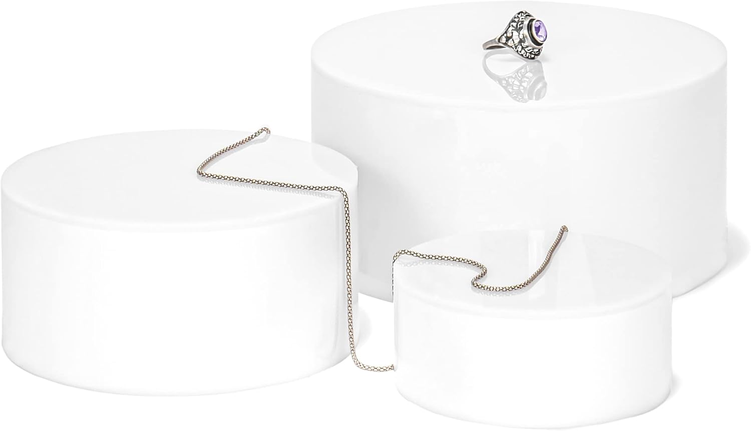 Red Co 3-Pack Acrylic Round Cylinder Display Riser Stands with Hollow Bottoms