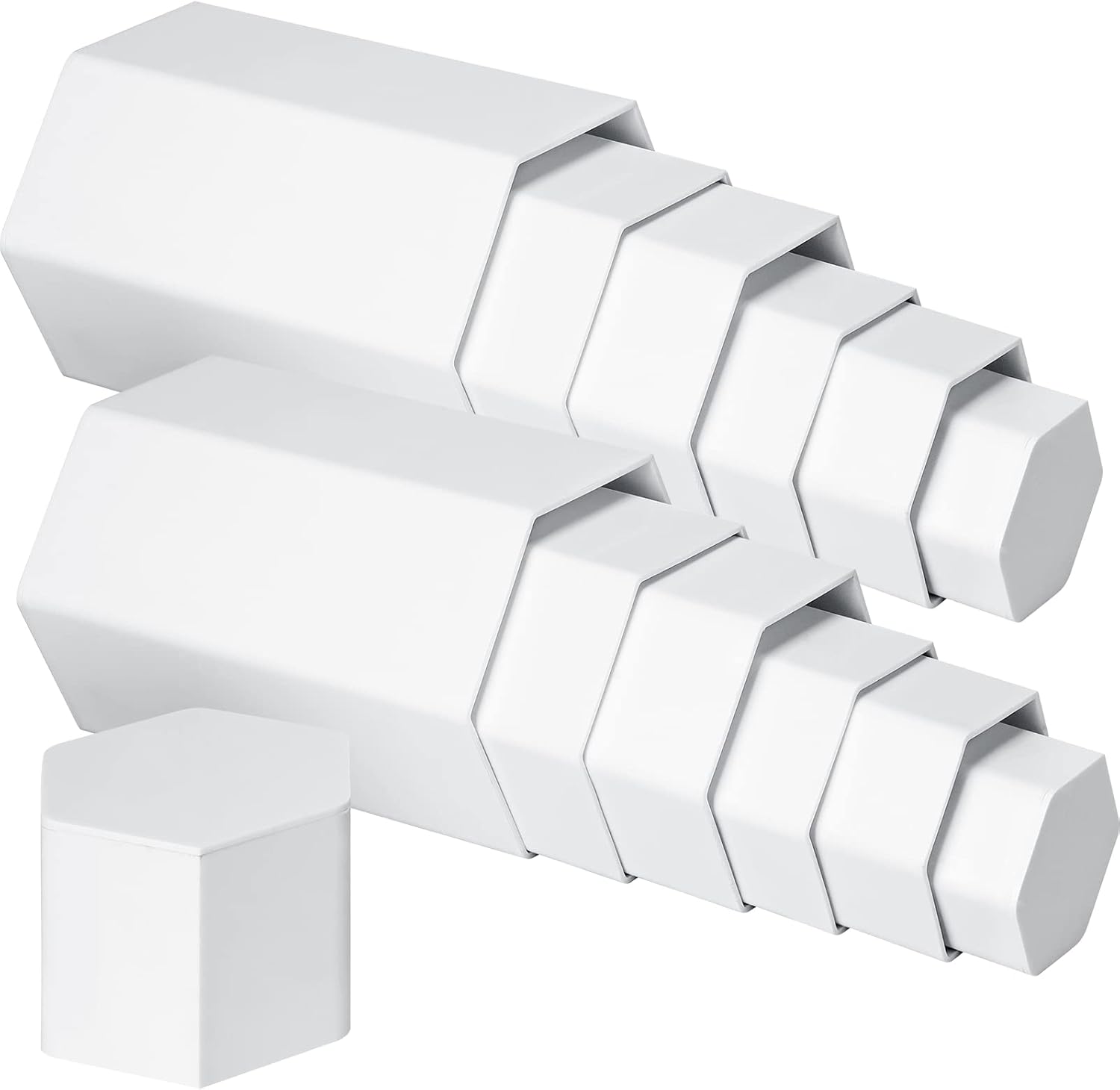 Jetec Hexagonal Jewelry Display Risers - 6 Sizes 12 Pieces White