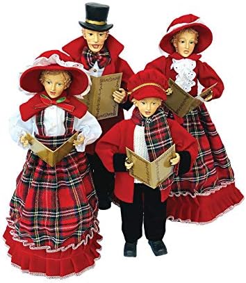 Santas Workshop 18-15 Red Plaid Caroler Set of 4
