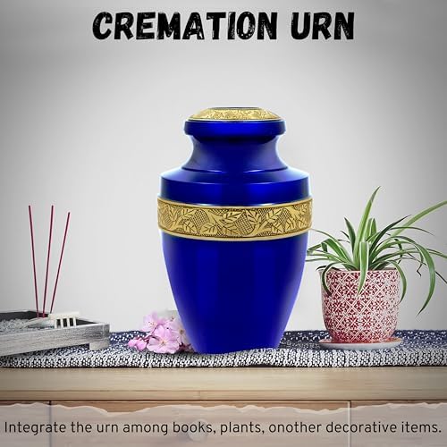 Metal Alloy Decorative Urns for Human Ashes - Blue Gold