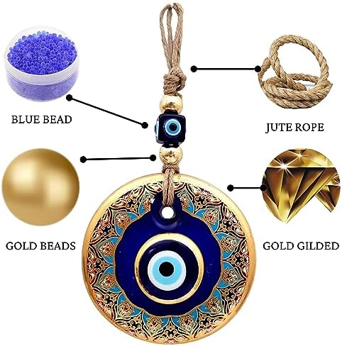 Candymosa 43 Inch Blue Evil Eye Gold Wall Hanging