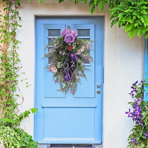 Floral Teardrop Swag Wreath for Front Door