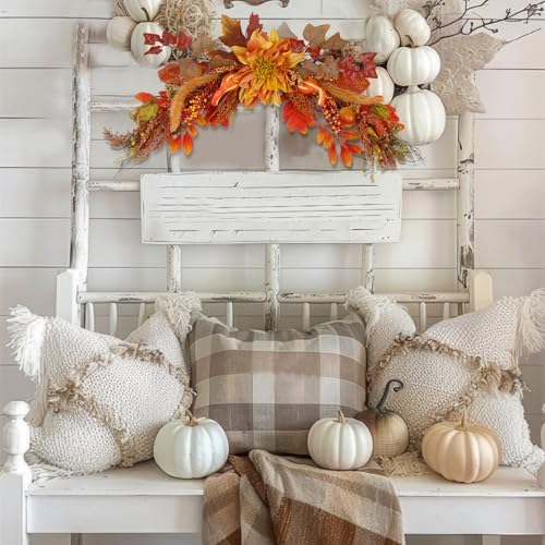 Orange Dahlia Fall Swag for Front Door and Wedding Arch