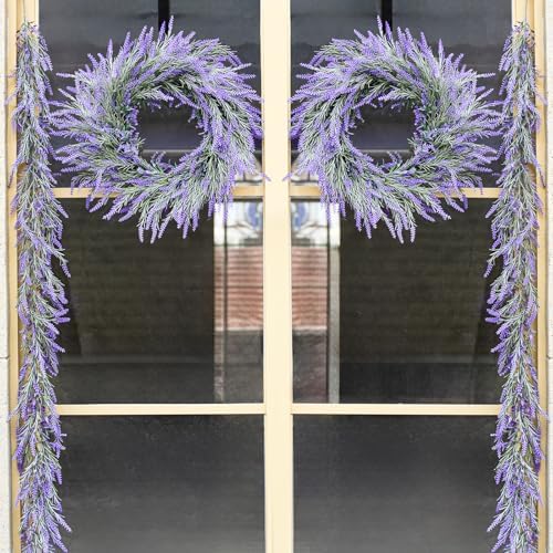 Summer Lavender Door Wreath 20 Inch Front Decor