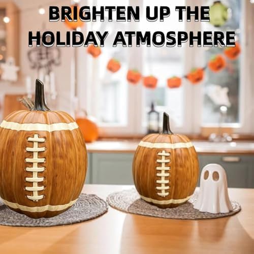 Football Pumpkin Ceramic Decor 2pcs