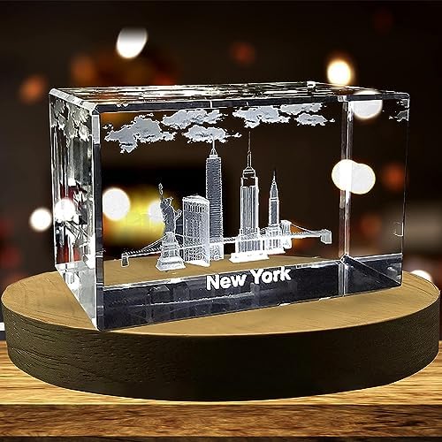 New York City Landmarks 3D Engraved Crystal Souvenir