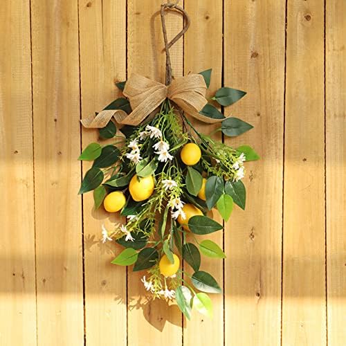 2 Pcs Artificial Lemon Teardrop Wreath Decor