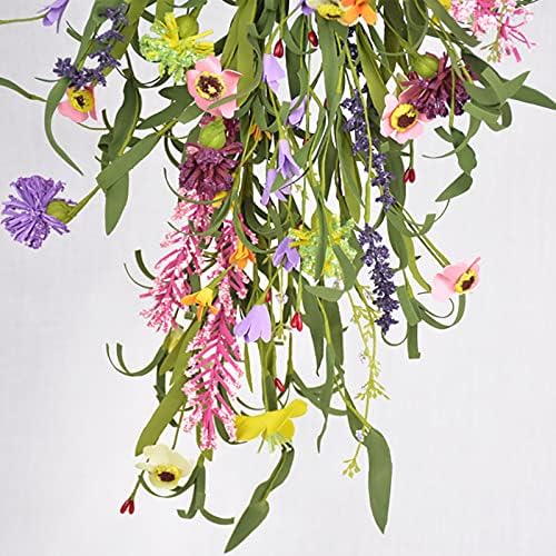 25in Artificial Daisy Teardrop Swag Front Door Decor