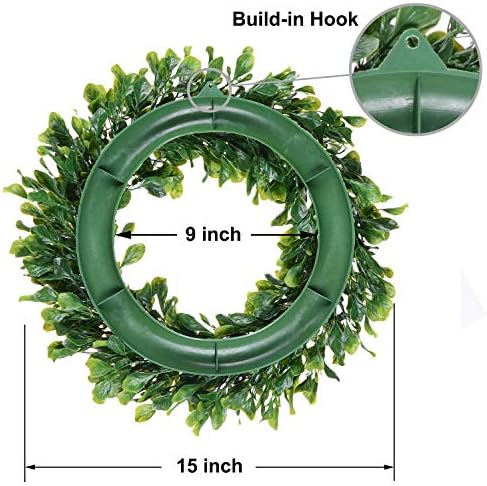 Lvydec Artificial Green Leaves Wreath 15 Inch
