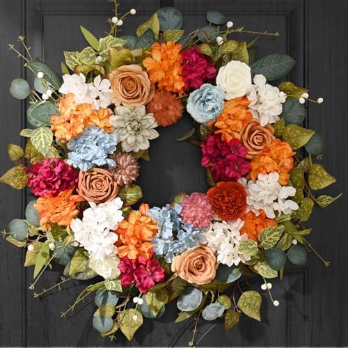 Vibrant Fall Wreath for Front Door 22 Inch