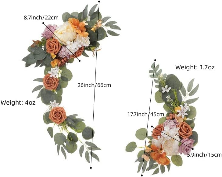 Elegant Wedding Flower Swag Set of 2 - Navy Dusty Blue White