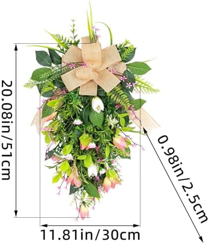 Tulips Teardrop Swag Spring Door Decor Hanging Wreath