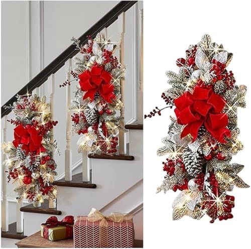 Artificial Christmas Teardrop Swags Pre Lit Staircase Decoration