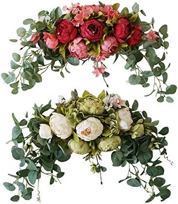 30 Inch Artificial Flower Swag Red Peony Arch Wreath
