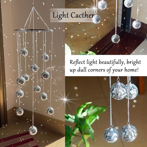 32 Inch Silver Mirror Disco Ball Mobile Spiral Spinner