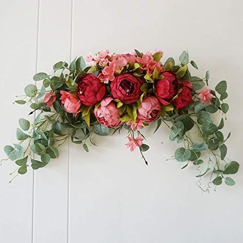 30 Inch Artificial Flower Swag Red Peony Arch Wreath