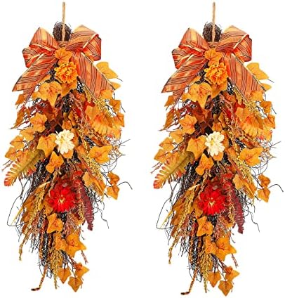 2 Pcs Artificial Maple Swag Wreaths Fall Decor