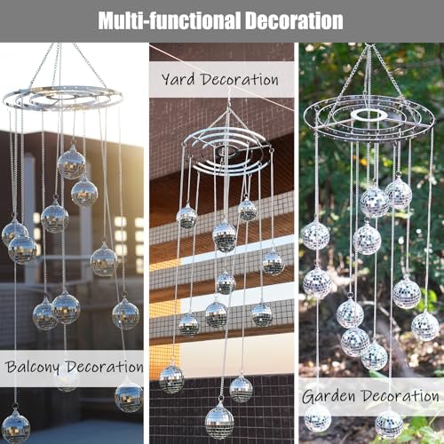 32 Inch Silver Mirror Disco Ball Mobile Spiral Spinner