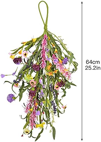 25in Artificial Daisy Teardrop Swag Front Door Decor
