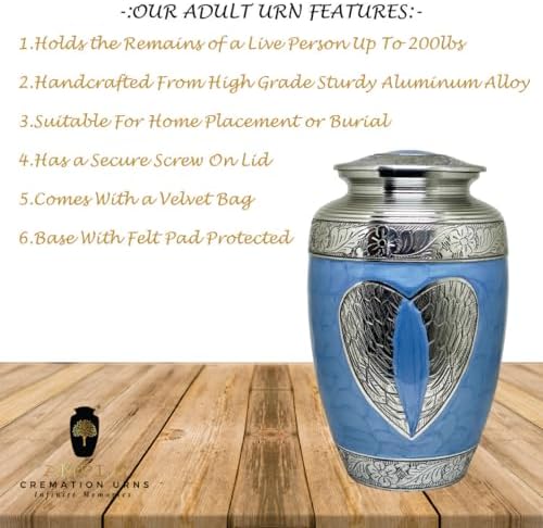 Handcrafted Memorial Urn with Secure Lid and Loving Angel Design