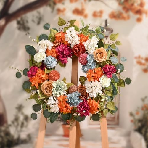 Vibrant Fall Wreath for Front Door 22 Inch