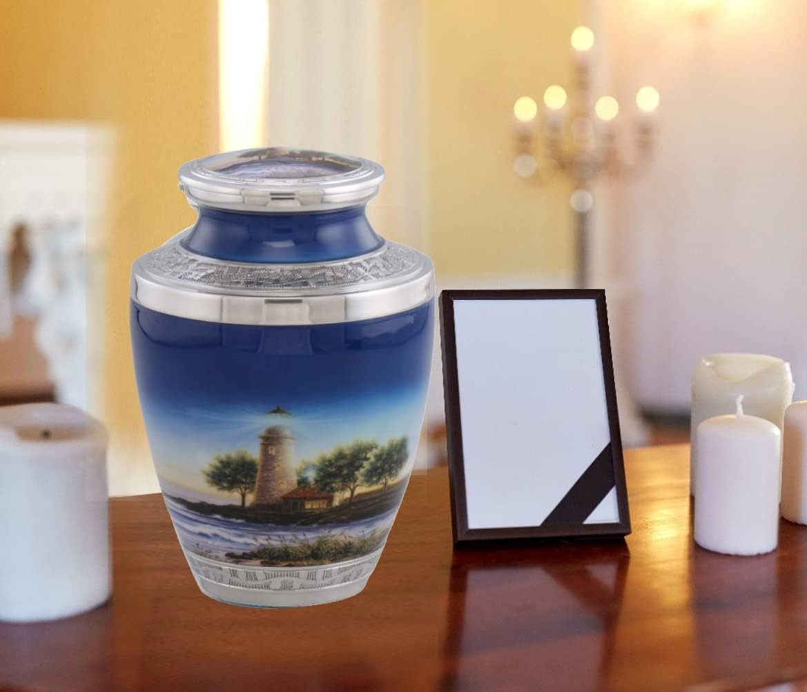 Lighthouse Cremation Urn - Handcrafted Metal Urn for Human Ashes