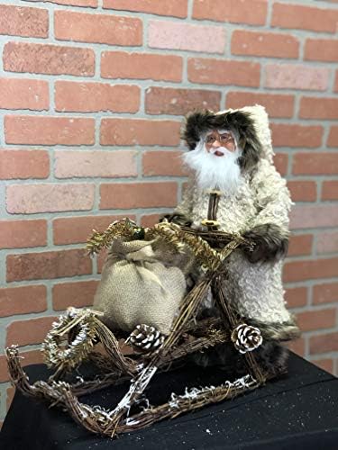 Santas Workshop 7661 Woodsman Mushing Sled Figurine 18 Inch