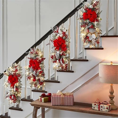 Artificial Christmas Teardrop Swags Pre Lit Staircase Decoration