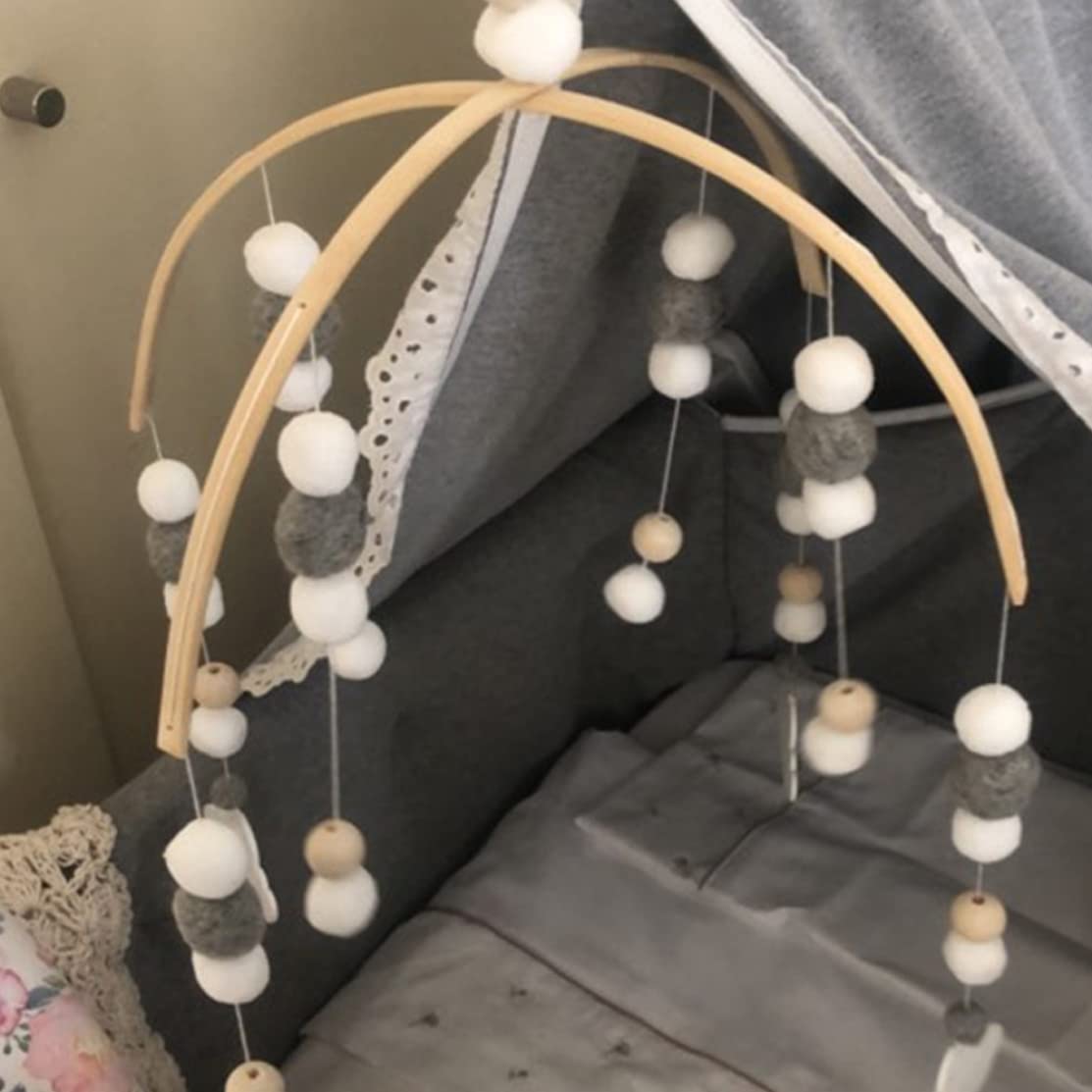 Wooden Bead Wind Chime Baby Crib Mobile Hanging Decor