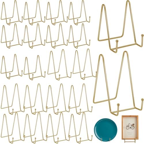 Hoteam 20 Pack Plate Stands for Display - Gold Finish