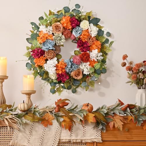 Vibrant Fall Wreath for Front Door 22 Inch