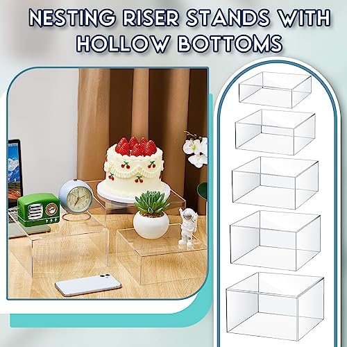 Sintuff 5 Pcs Acrylic Buffet Risers Display Stands