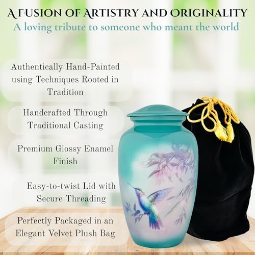 Blue Cremation Urn for Human Ashes - 200 Cubic Inches