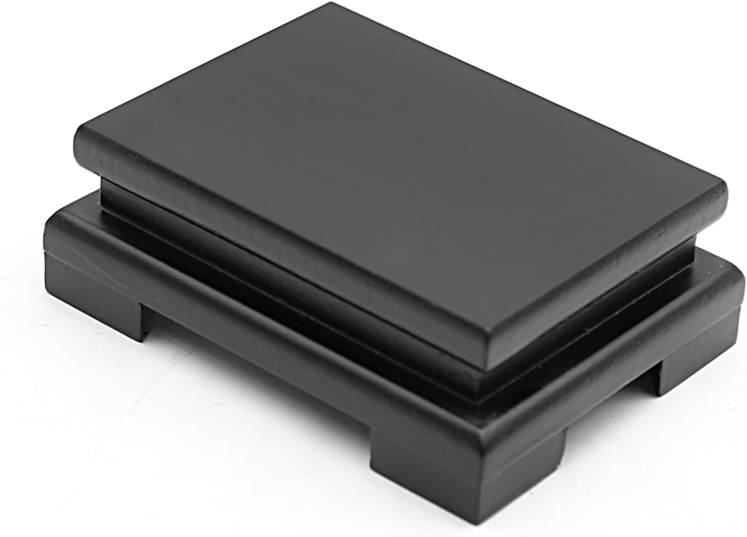 MDEOOSKY Wooden Display Stand - Black Rectangle Base with Risers