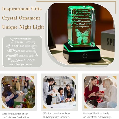 Movdyka 3D Crystal Butterfly Inspirational Gift with LED Base