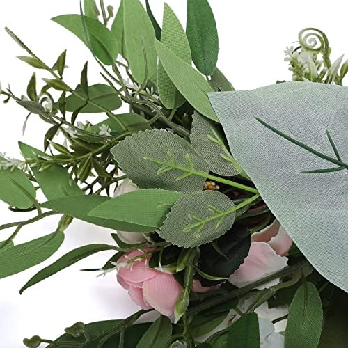 256in Pink Peony Rose Arch Floral Swag with Green Leaves