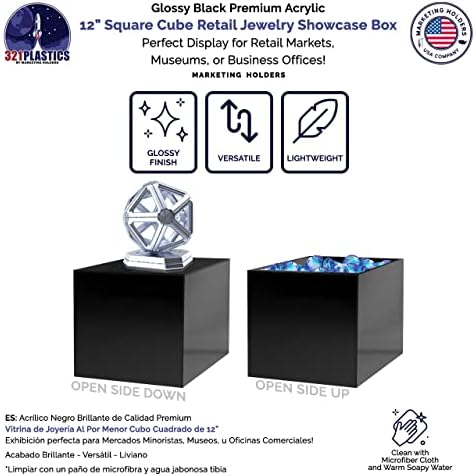 Glossy Black Acrylic Display Riser with One Open Side