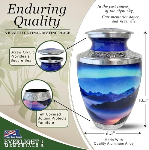 Aurora Borealis Cremation Urn for Adult Ashes