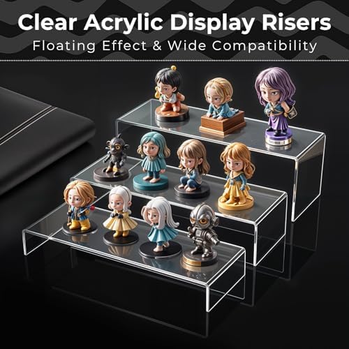 6Pcs Clear Rectangular Acrylic Display Risers for Collectibles and Jewelry