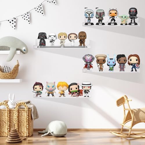 Dezzer 4 Pack Floating Acrylic Shelves for Wall