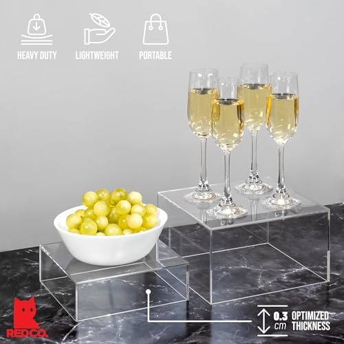 Red Co Set of 3 Acrylic Cube Display Risers with Hollow Bottoms