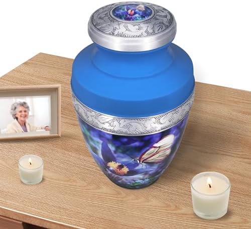M MEILINXU Urn with Butterflies Blue Large