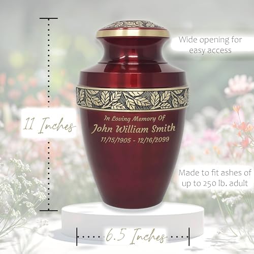 Custom Engraved Revere Crimson Cremation Urn for Adults