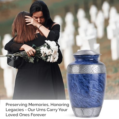 YATSKIA Blue Metal Urn for Ashes Mom Dad