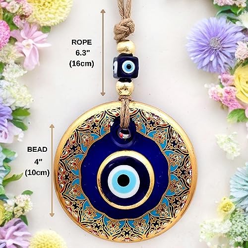 Candymosa 43 Inch Blue Evil Eye Gold Wall Hanging